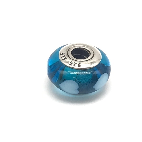Pandora Blue Murano Glass Hearts Charm - Picture 4 of 6